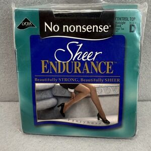 No Nonsense Sheer Endurance Pantyhose Womens Size D Midnight Black‎ Control Top
